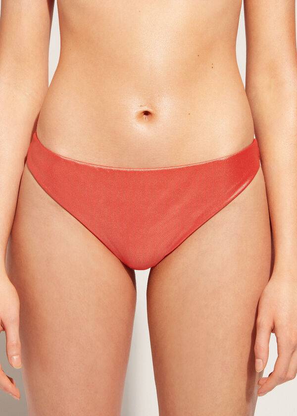 Calzedonia Coated-Effect Antigua Bikinihosen Damen Koralle Orange | CH2829CE