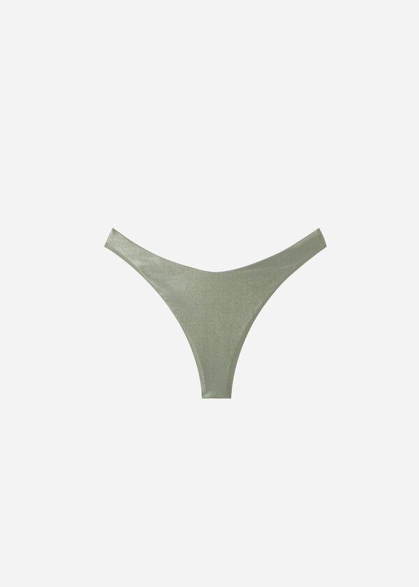 Calzedonia Coated-Effect High-Cut Brazilian Antigua Bikinihosen Damen Grün | CH2828VD