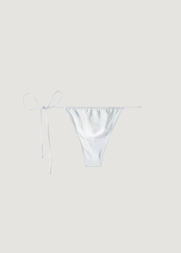 Calzedonia Coated-Effect String Tanga Daytona Bikinihosen Damen Silber | CH2824QZ