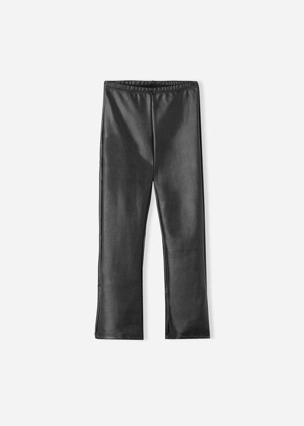 Calzedonia Coated Thermal Mini-flare Leggings Kinder Schwarz | CH1068TV