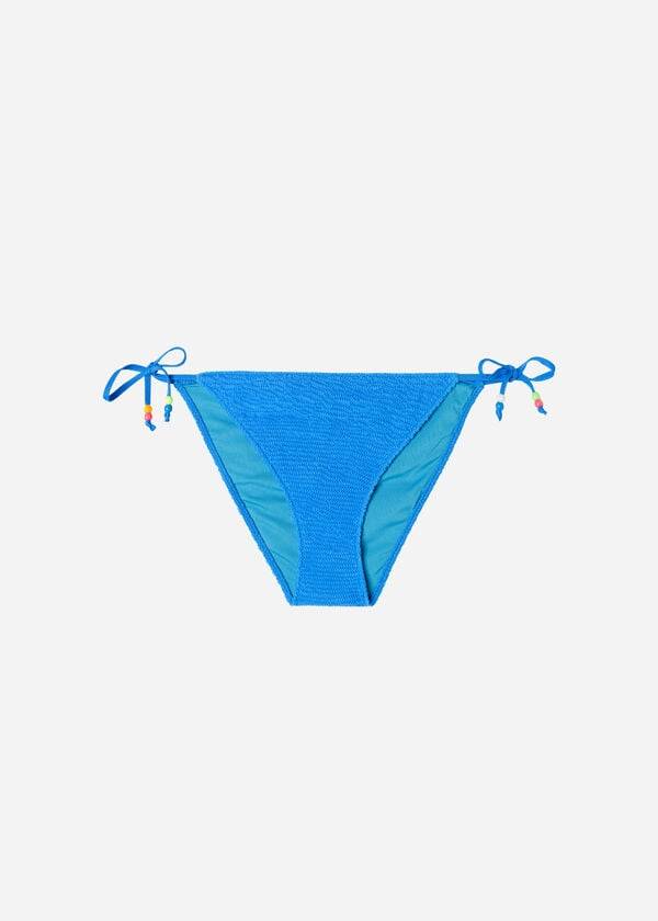 Calzedonia Crinkled String San Diego Bikinihosen Damen Blau | CH2814AP