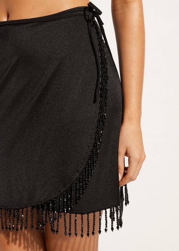 Calzedonia Crystal and Sequin Mini Pareo Taipei Cover-Ups Damen Schwarz | CH2060OR