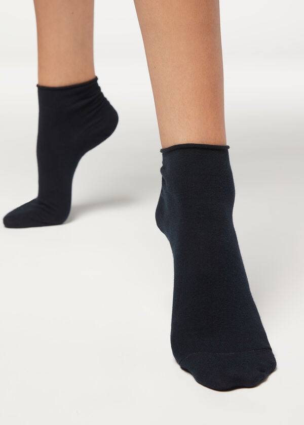 Calzedonia Cuffless Kurzes in Baumwoll Socken Damen Blau | CH1801PQ