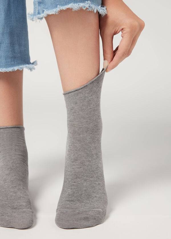 Calzedonia Cuffless Kurzes in Baumwoll Socken Damen Grau | CH1804DN