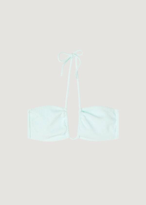 Calzedonia Drawstring Bandeau Beverly Hills Eco Bikinioberteile Damen Blau | CH2481QZ