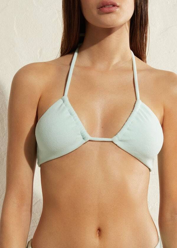 Calzedonia Drawstring Bandeau Beverly Hills Eco Bikinioberteile Damen Blau | CH2481QZ