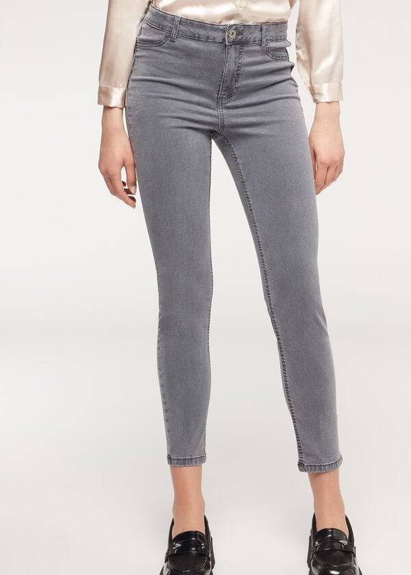 Calzedonia Eco Light Push Up Denim Jeans Damen Silber | CH1613RW