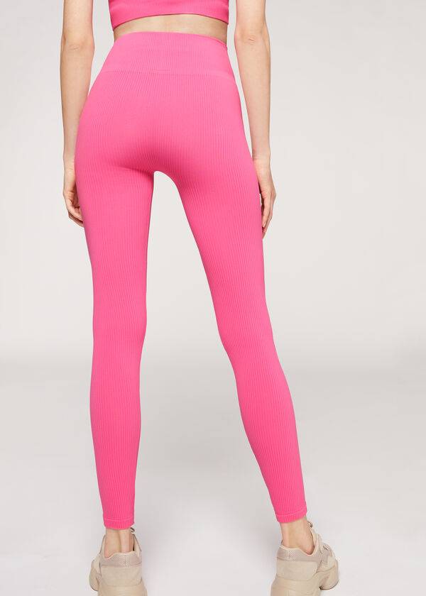 Calzedonia Fine Gerippt Seamless Sport Leggings Damen Rosa | CH1543SO