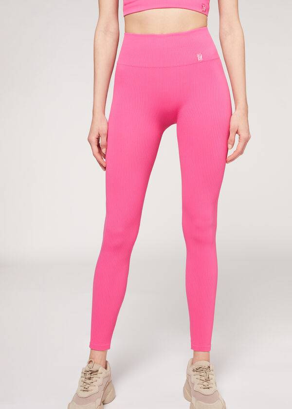 Calzedonia Fine Gerippt Seamless Sport Leggings Damen Rosa | CH1543SO