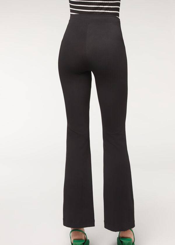 Calzedonia Flared in Supima Ultra Light Baumwoll Leggings Damen Schwarz | CH1537YU