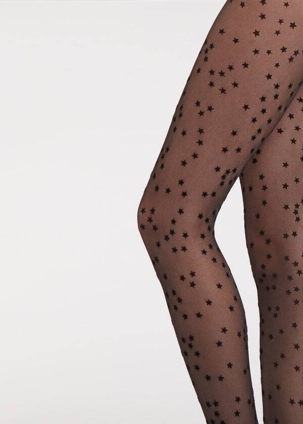 Calzedonia Flocked Stars 30 Denier Sheer Strumpfhose Damen Schwarz | CH2967MA