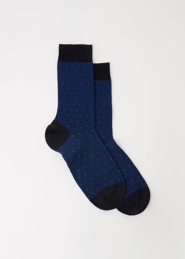 Calzedonia Geometric Pattern Crew Socken Herren Blau | CH1339HK