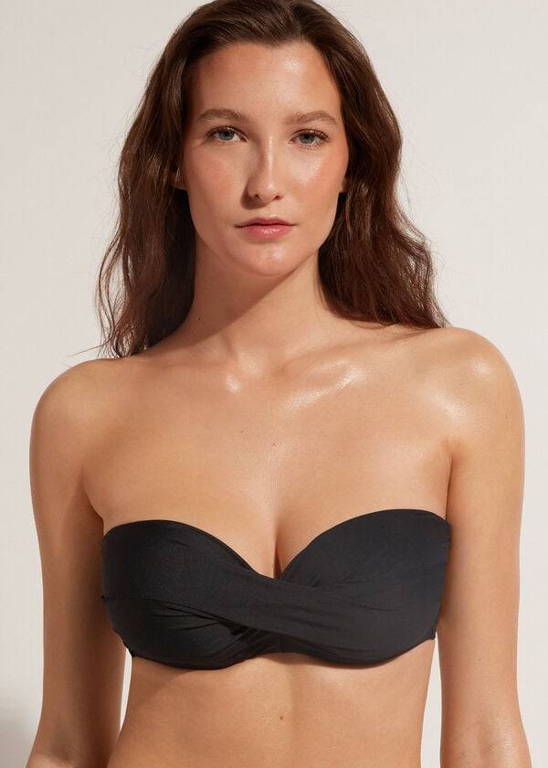 Calzedonia Gepolstert Bandeau Indonesia Eco cobey Bikinioberteile Damen Schwarz | CH2393AP