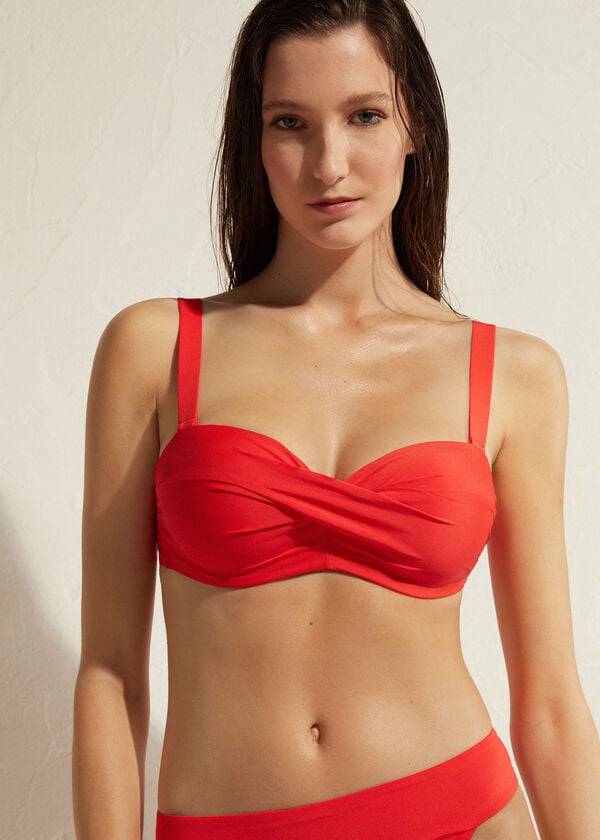 Calzedonia Gepolstert Bandeau Indonesia Bikinioberteile Damen Rot | CH2400RW