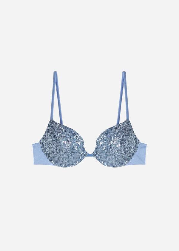 Calzedonia Gepolstert Push-Up Cannes Bikinioberteile Damen Blau | CH2352MA