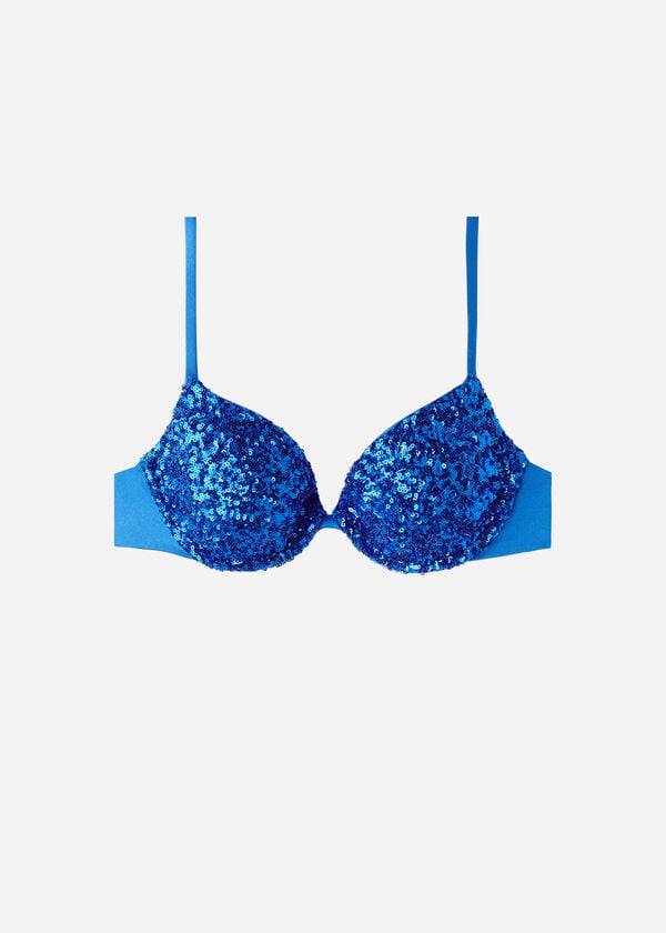 Calzedonia Gepolstert Push-Up Cannes rosa Bikinioberteile Damen Blau | CH2346YU