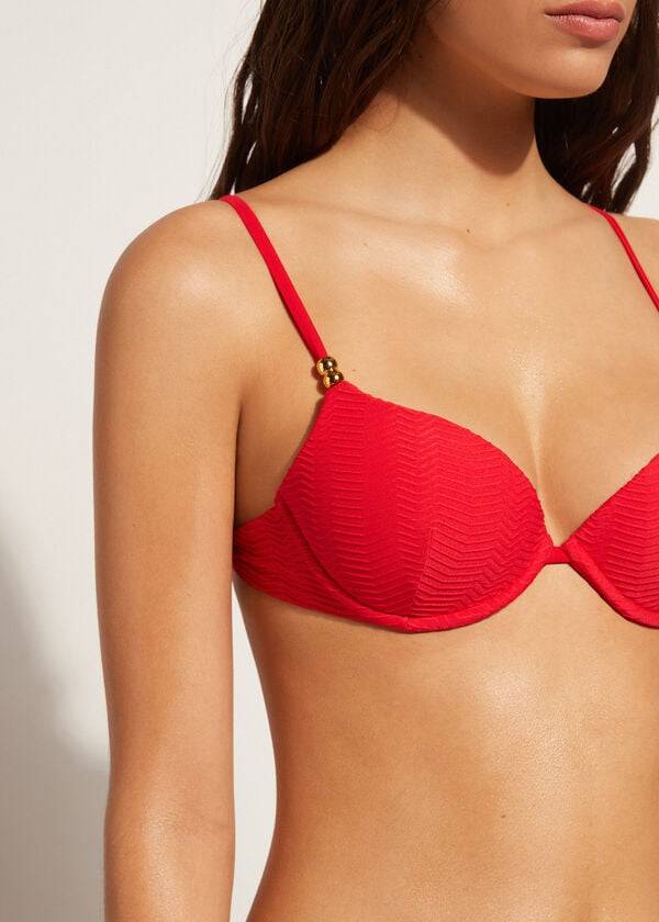 Calzedonia Gepolstert Push-Up Casablanca Bikinioberteile Damen Rot | CH2344IS