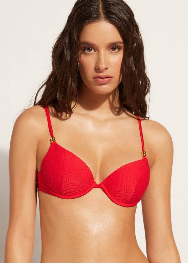 Calzedonia Gepolstert Push-Up Casablanca Bikinioberteile Damen Rot | CH2344IS