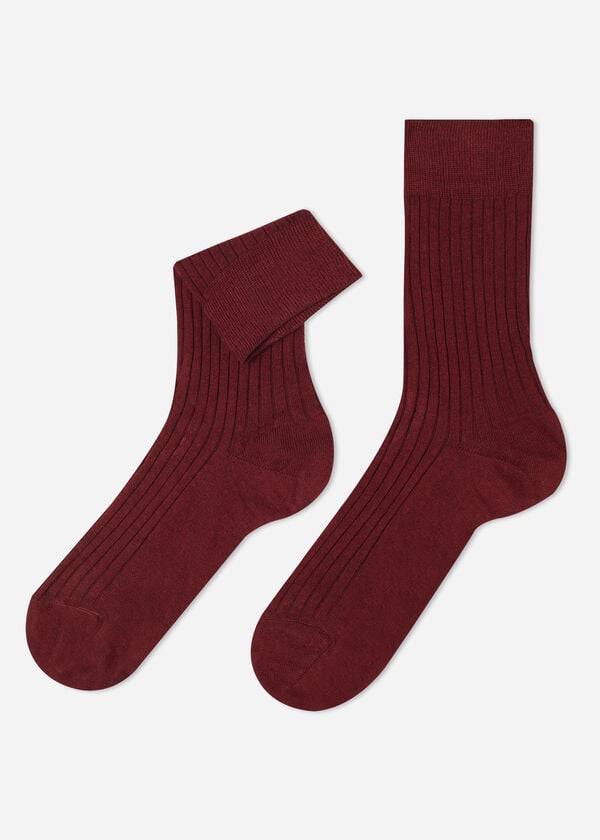 Calzedonia Gerippt Cashmere Kurzes Crew Socken Herren Bordeaux | CH1343ZG