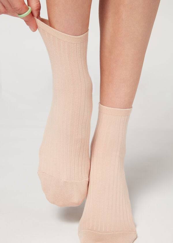 Calzedonia Gerippt Kurzes Socken Damen Beige Braun | CH1709CE