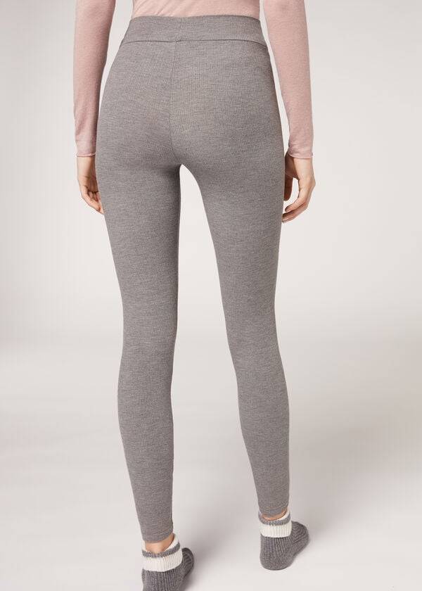 Calzedonia Gerippt with Cashmere Leggings Damen Grau | CH1515PQ