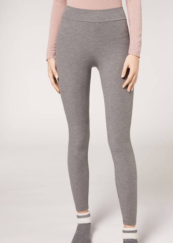 Calzedonia Gerippt with Cashmere Leggings Damen Grau | CH1515PQ