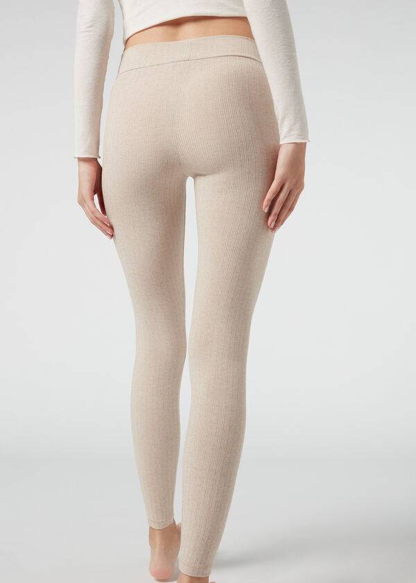 Calzedonia Gerippt with Cashmere Leggings Damen Beige | CH1517SO