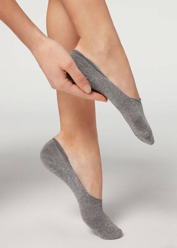 Calzedonia Glitter Baumwoll Invisible Socken Damen Grau | CH1982OR