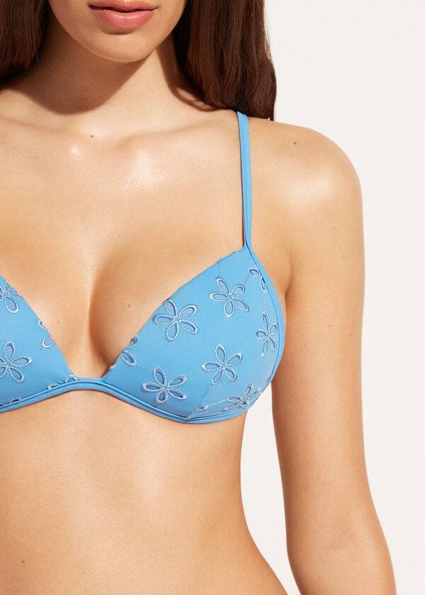 Calzedonia Graduated Gepolstert Triangle Corfù Bikinioberteile Damen Blau | CH2450YU