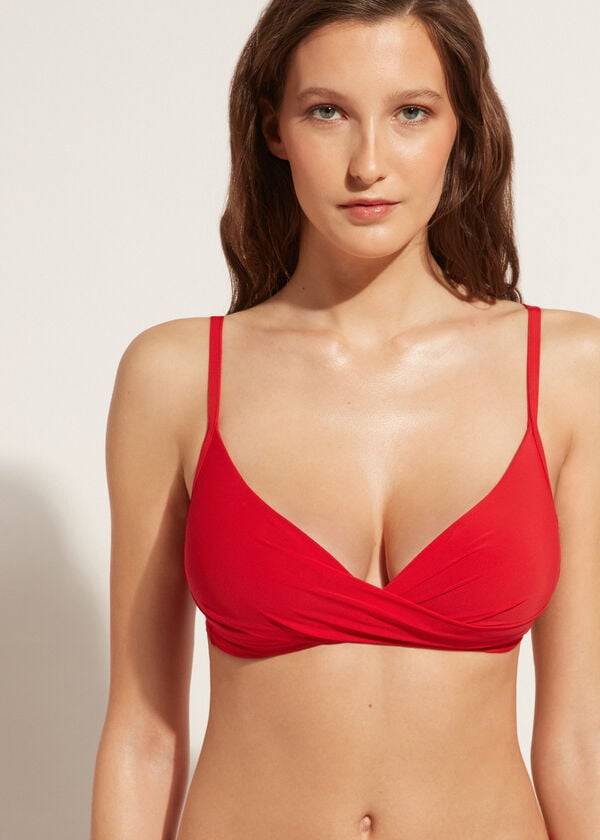 Calzedonia Graduated Soft Crisscross Gepolstert Triangle Indonesia Bikinioberteile Damen Rot | CH2432BC