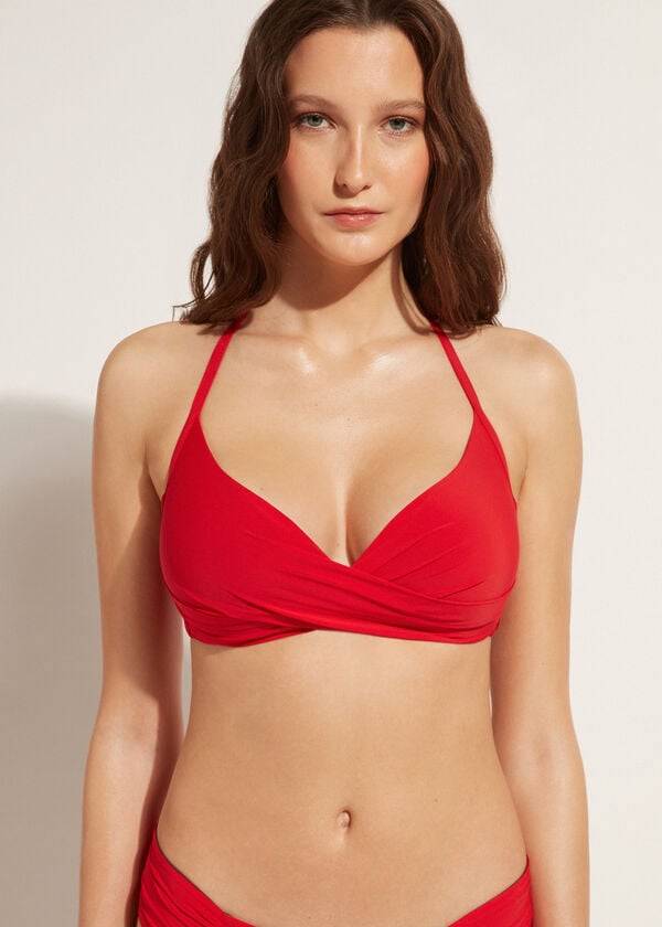 Calzedonia Graduated Soft Crisscross Gepolstert Triangle Indonesia Bikinioberteile Damen Rot | CH2432BC