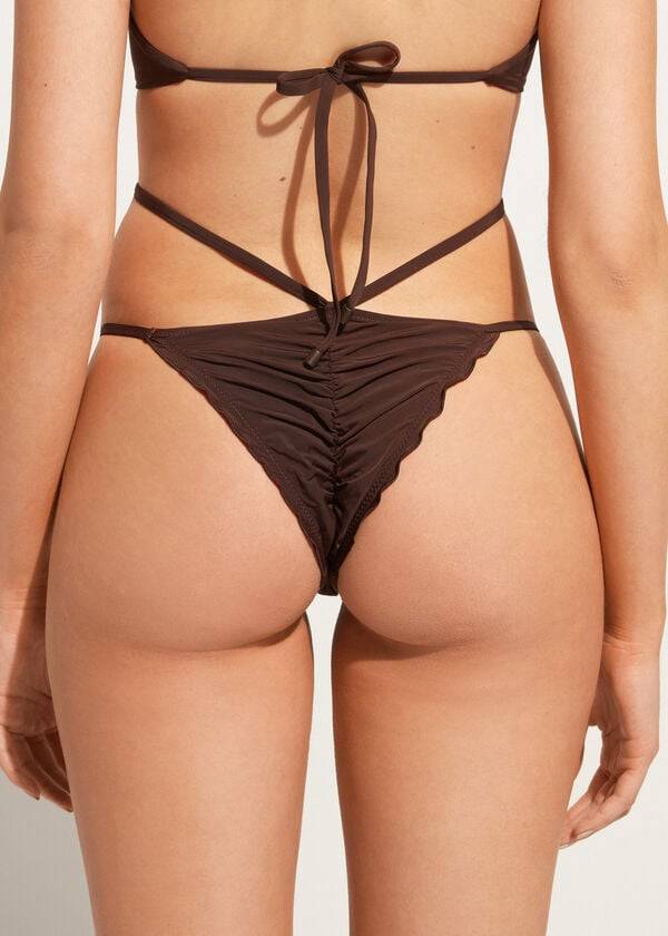 Calzedonia High-Cut Brazilian Islamorada Bikinihosen Damen Kaffee Braun | CH2751EX