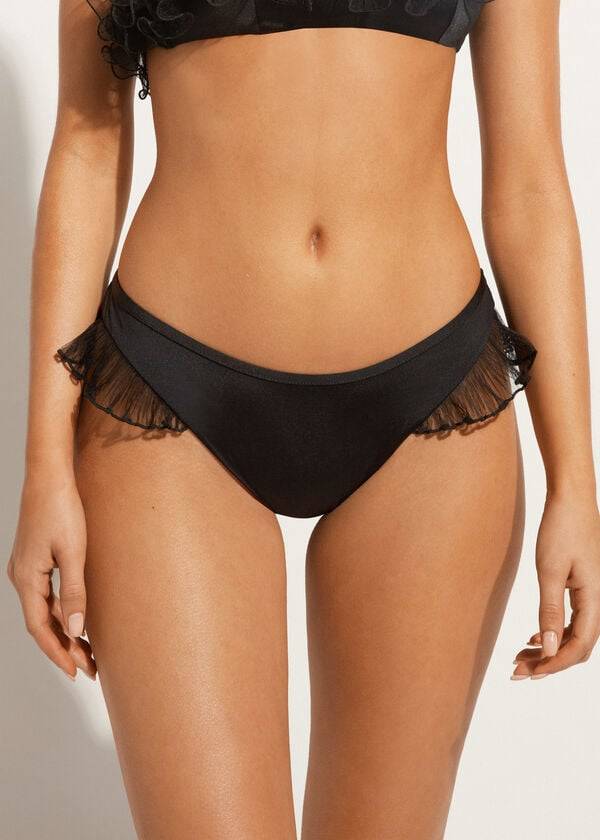 Calzedonia High Cut Brazilian Singapore Bikinihosen Damen Schwarz | CH2798QZ