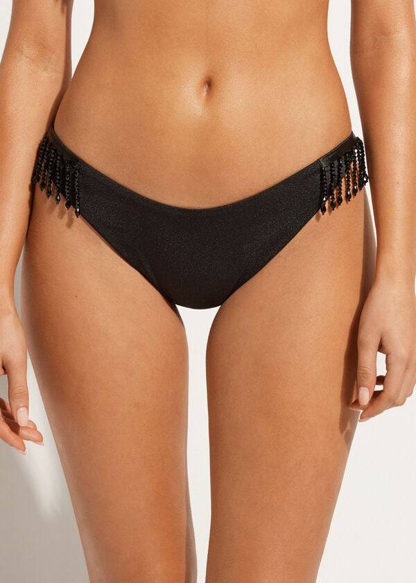 Calzedonia High Cut Brazilian Taipei Bikinihosen Damen Schwarz | CH2797WY