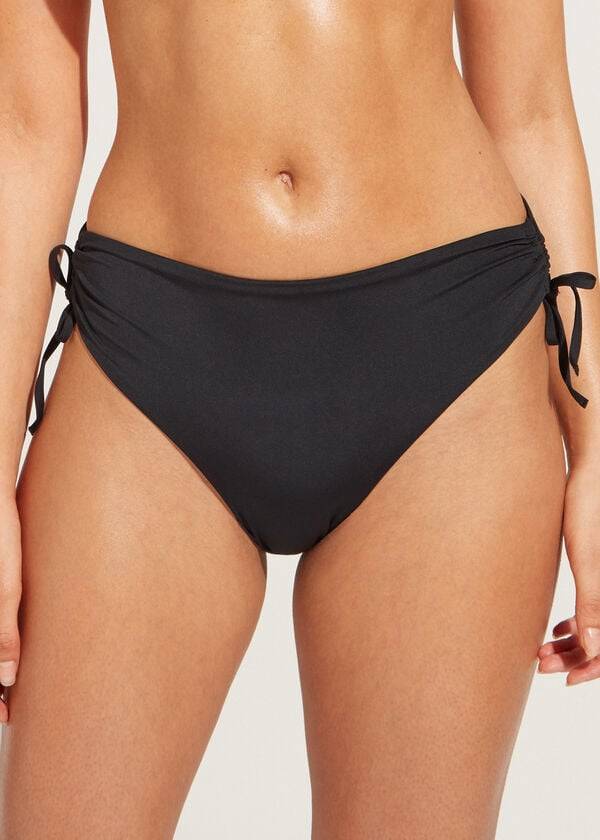 Calzedonia High-Taille Drawstring Indonesia Bikinihosen Damen Schwarz | CH2736KI