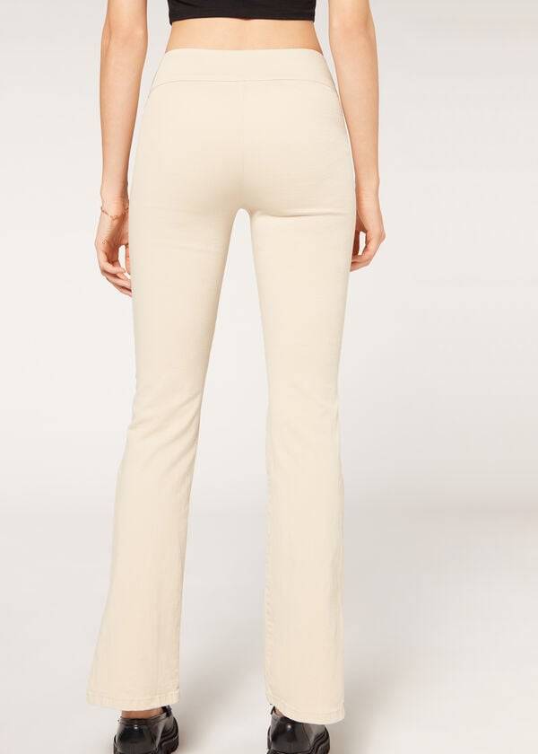 Calzedonia High-Taille Flared in Denim with Slits Leggings Damen Braun Beige | CH1530NB