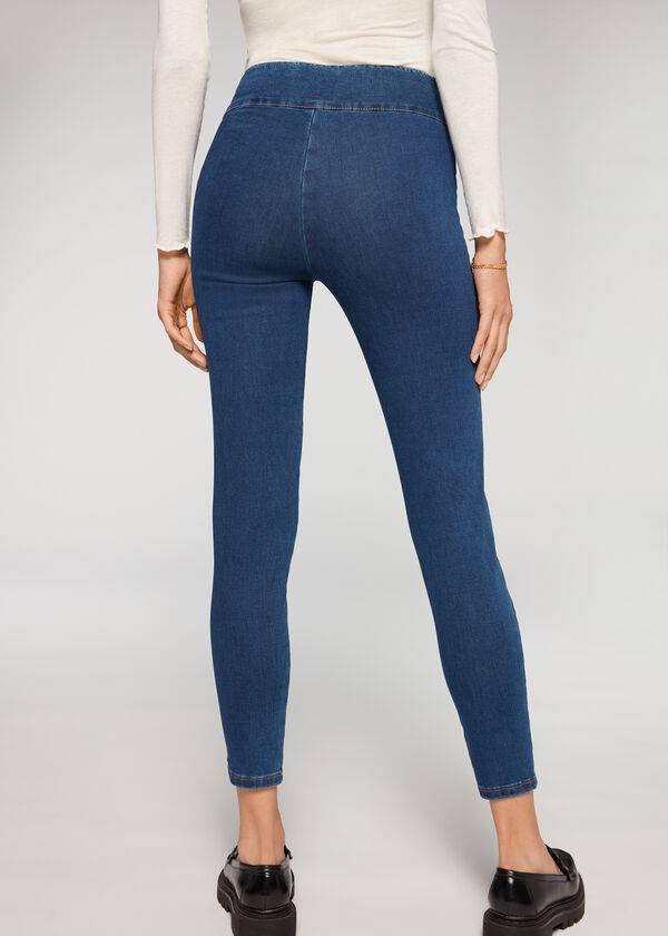 Calzedonia High Taille Schlank Denim Leggings Damen Blau | CH1533WY