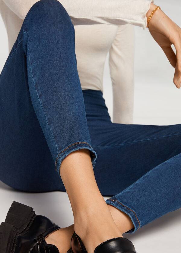 Calzedonia High Taille Schlank Denim Leggings Damen Blau | CH1533WY