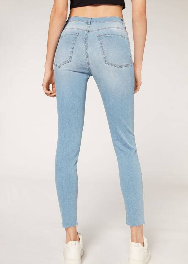 Calzedonia High-Taille Schlank Jeans Damen Blau | CH1588TV