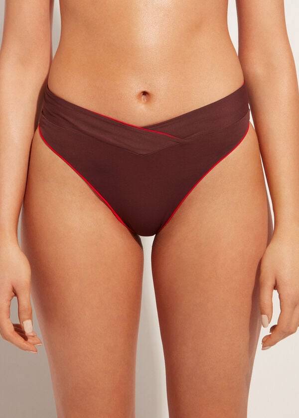 Calzedonia High-Taille V-Cut Brazilian Indonesia Bikinihosen Damen Rot | CH2726WY