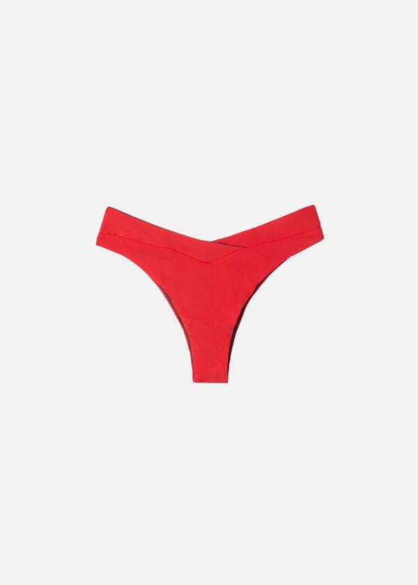 Calzedonia High-Taille V-Cut Brazilian Indonesia Bikinihosen Damen Rot | CH2726WY