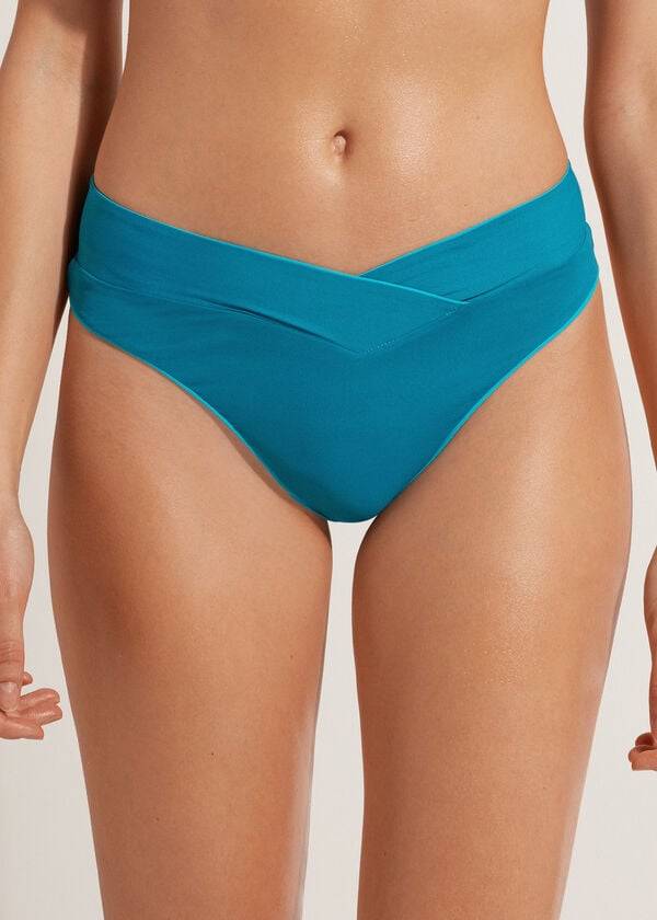 Calzedonia High-Taille V-Cut Brazilian Indonesia Bikinihosen Damen Türkis | CH2727QZ