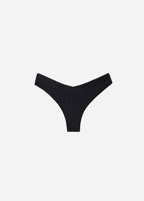 Calzedonia High-Taille V-Cut Brazilian Indonesia Bikinihosen Damen Schwarz | CH2730BC