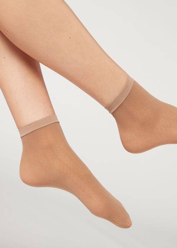 Calzedonia Kurzes Diamond Patterned Eco Socken Damen Beige | CH1696OR