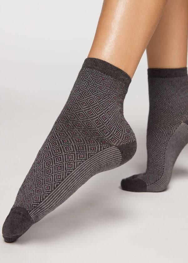 Calzedonia Kurzes Patterned Socken Damen Grau | CH1683CE