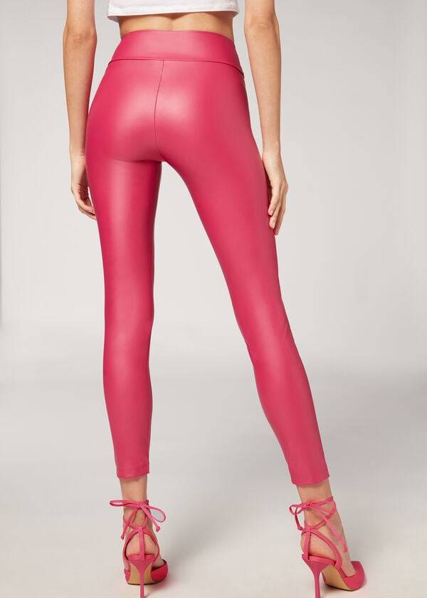 Calzedonia Leder Effect Leggings Damen Rosa | CH1527CE