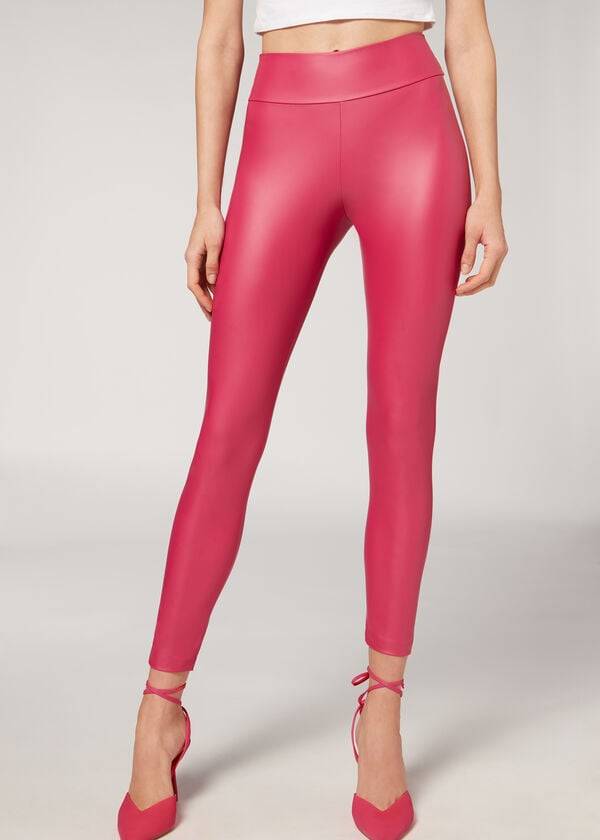 Calzedonia Leder Effect Leggings Damen Rosa | CH1527CE