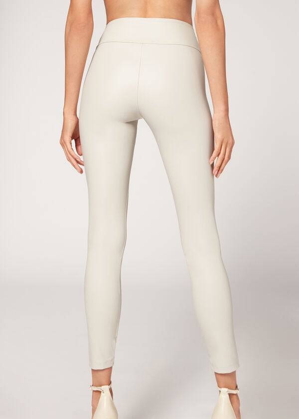 Calzedonia Leder Effect Leggings Damen Weiß | CH1526XF