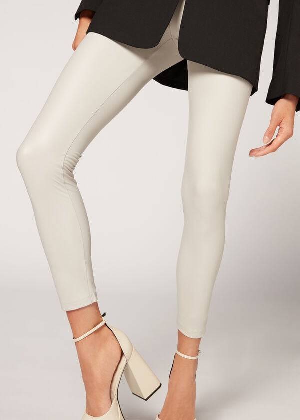 Calzedonia Leder Effect Leggings Damen Weiß | CH1526XF