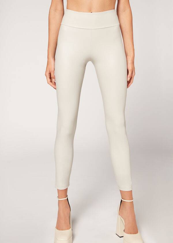 Calzedonia Leder Effect Leggings Damen Weiß | CH1526XF